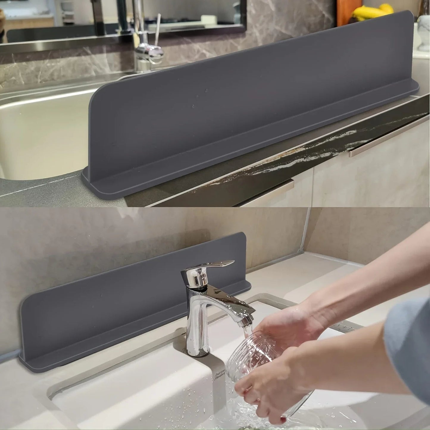 HMsmart® Silicone Kitchen Sink Splash Guard | Waterproof Soft Sink Baffle Protector - HMsmart