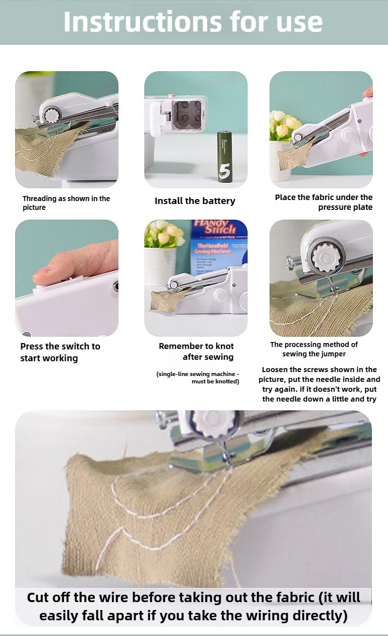 HMsmart® Handy Portable Electric Mini Sewing Machine | Quick Stitch Handheld Sewer - HMsmart