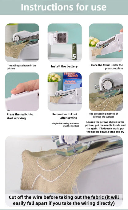 HMsmart® Handy Portable Electric Mini Sewing Machine | Quick Stitch Handheld Sewer - HMsmart