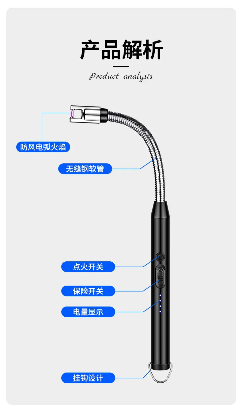 HMsmart® USB‑C Plasma Arc Lighter | Windproof Electric Rechargeable Lighter for BBQ, Candles & Stove - HMsmart