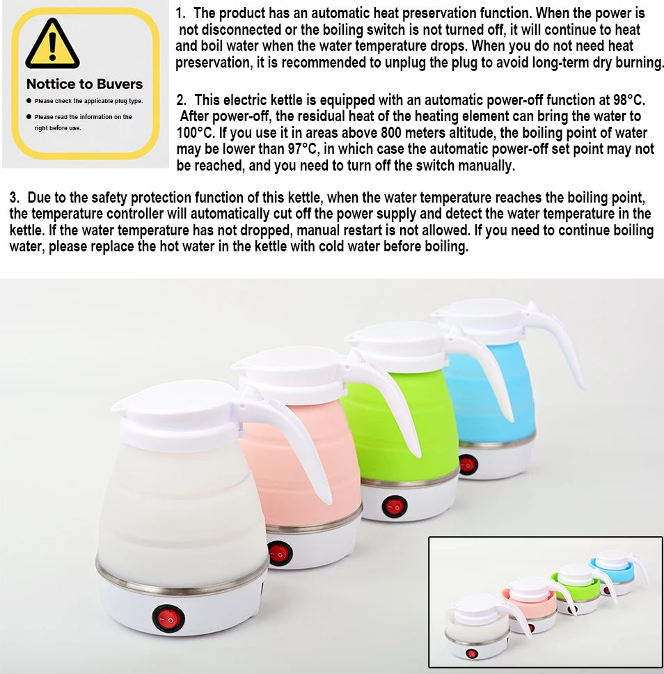 HMsmart® 1L Foldable Travel Electric Kettle | Portable 600W Smart Kettle for Tea & Coffee - HMsmart