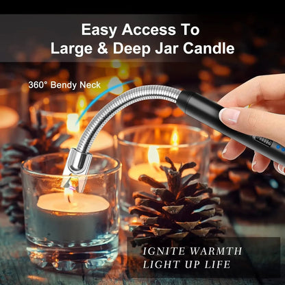 HMsmart® USB‑C Plasma Arc Lighter | Windproof Electric Rechargeable Lighter for BBQ, Candles & Stove - HMsmart