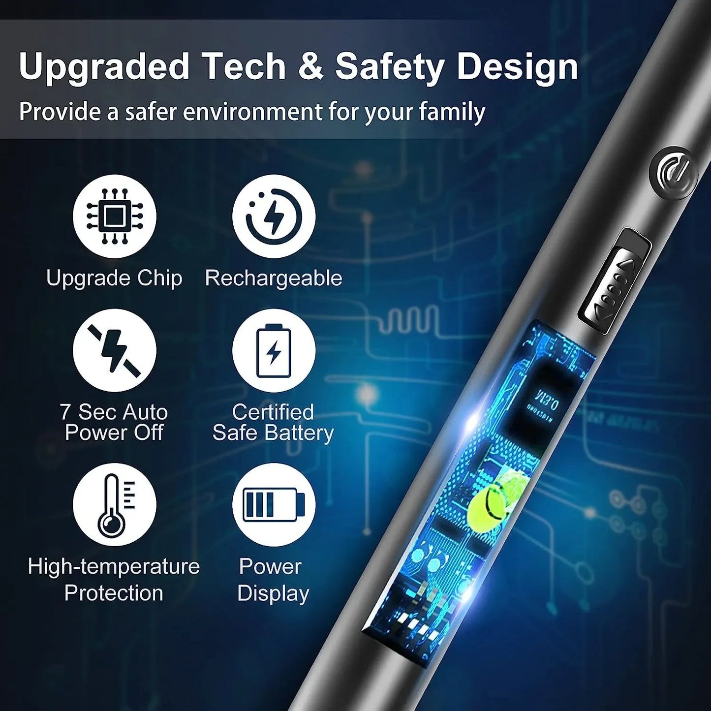 HMsmart® USB‑C Plasma Arc Lighter | Windproof Electric Rechargeable Lighter for BBQ, Candles & Stove - HMsmart