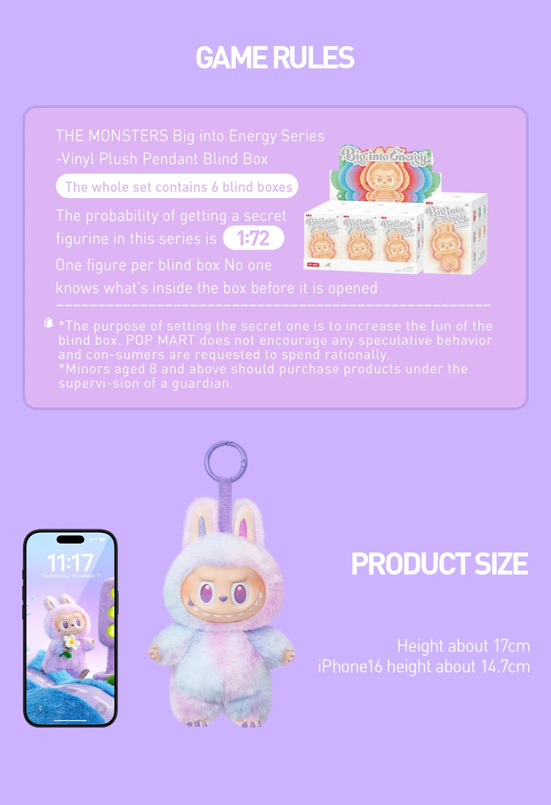 “POP MART Labubu The Monsters – Big into Energy Series | Mystery Box Anime Vinyl Plush Pendant Toy” - HMsmart.shop