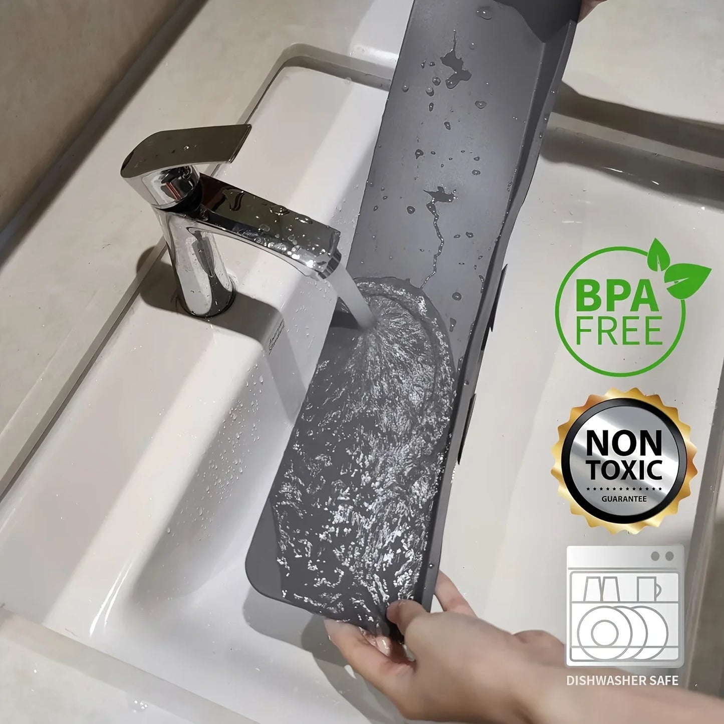 HMsmart® Silicone Kitchen Sink Splash Guard | Waterproof Soft Sink Baffle Protector